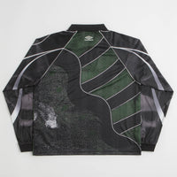 Umbro 95 96 Long Sleeve Polo Shirt in Dark Green and Black thumbnail