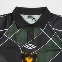Umbro 95 96 Long Sleeve Polo Shirt in Dark Green and Black thumbnail