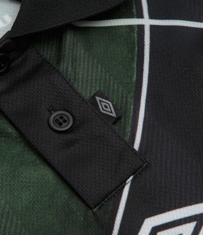 Umbro 95 96 Long Sleeve Polo Shirt in Dark Green and Black