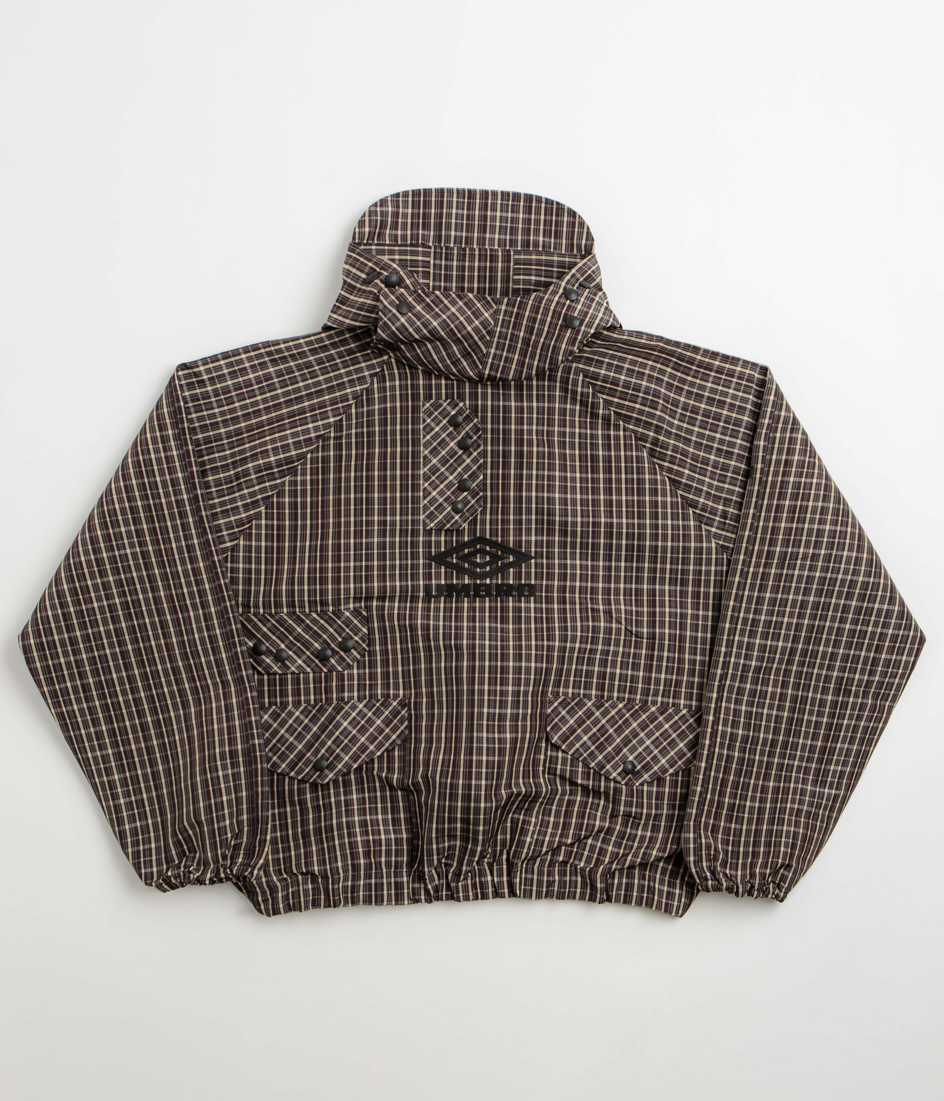 Umbro Check Smock Anorak in Beige and Dark Brown