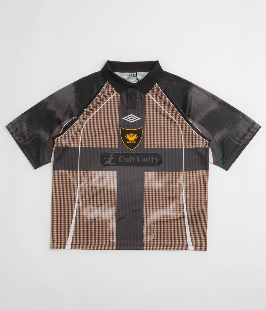 Umbro Cult Unity Check Polo Shirt in Beige and Black