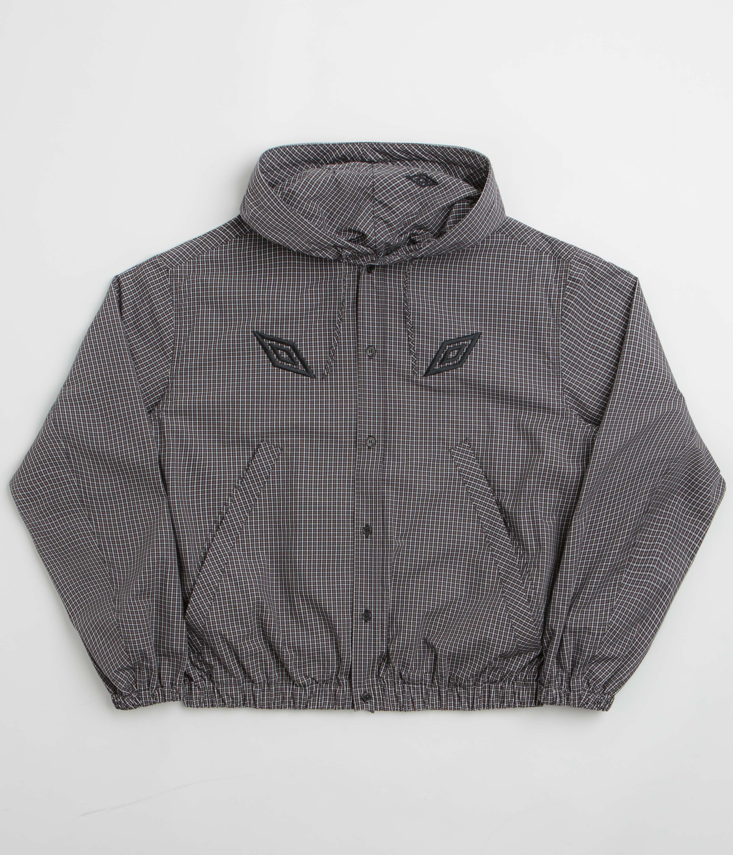 Umbro Gingham Masked Shirt Jacket in Coffee Brown and White Black