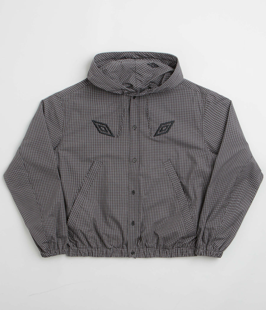 Umbro Gingham Masked Shirt Jacket in Coffee Brown and White Black