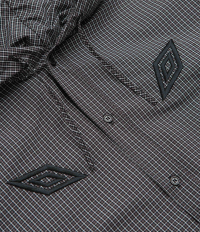 Umbro Gingham Masked Shirt Jacket in Coffee Brown and White Black