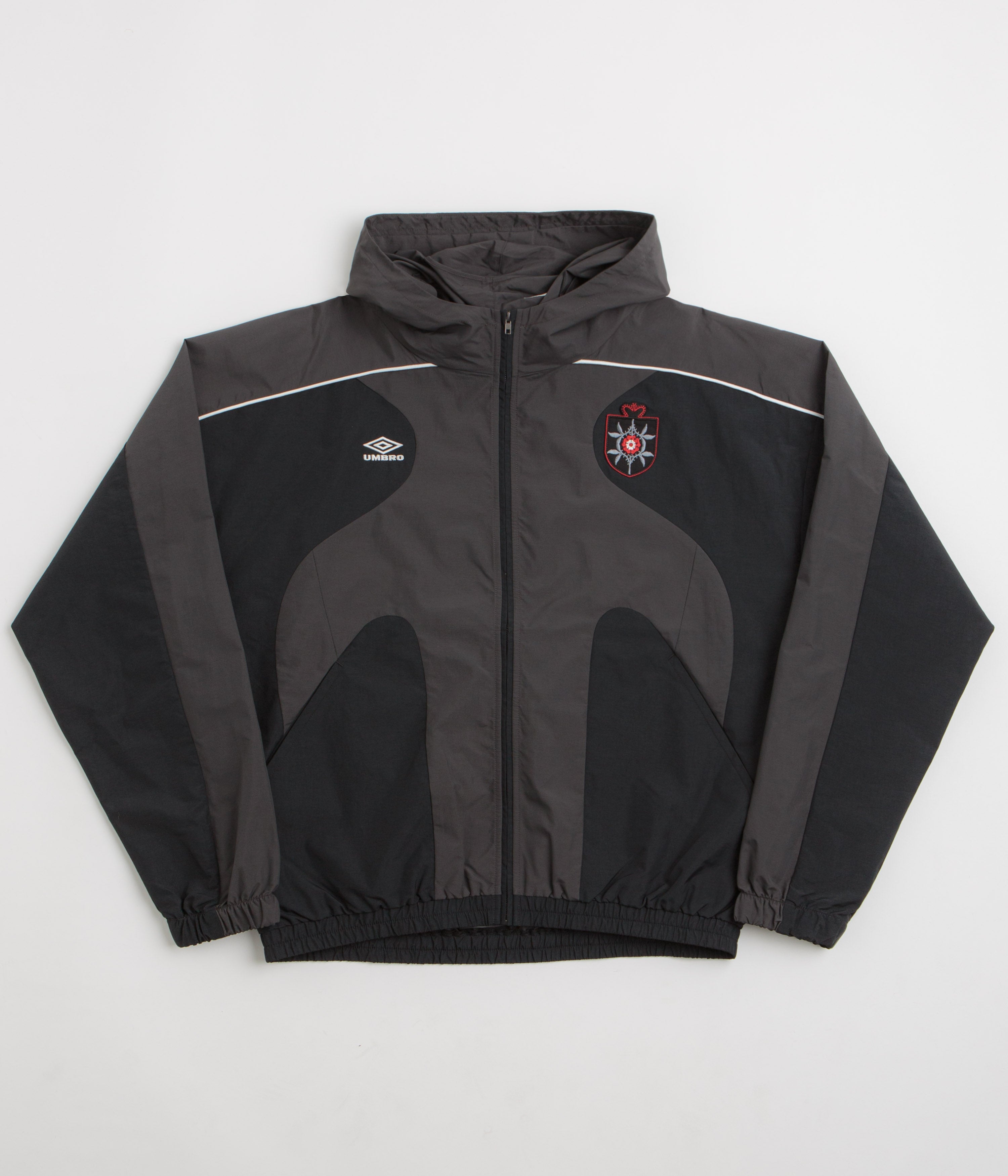 Umbro Rose Crest Masked Track Jacket in Black and Dark Gray