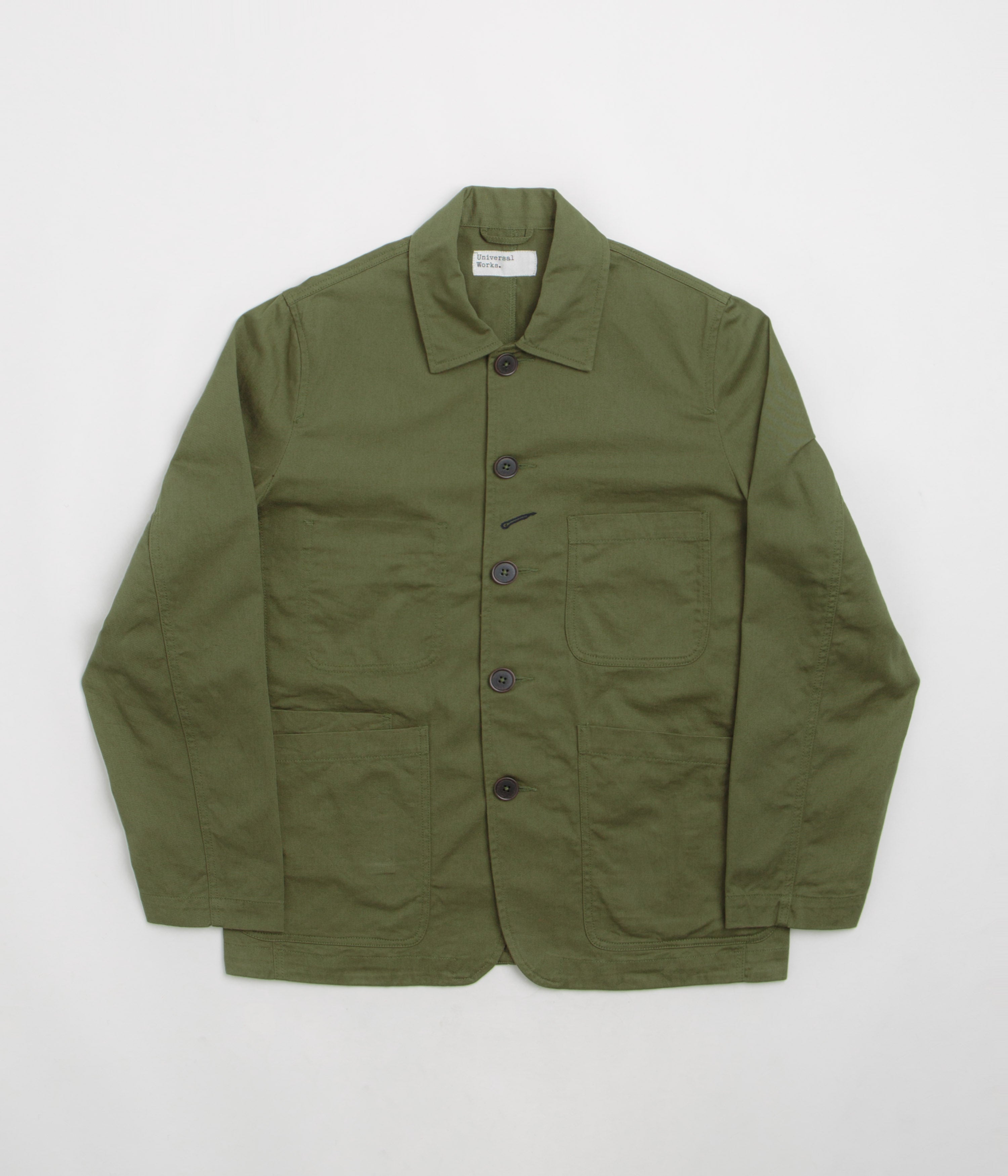 Universal Works Bakers Jacket in Light Olive