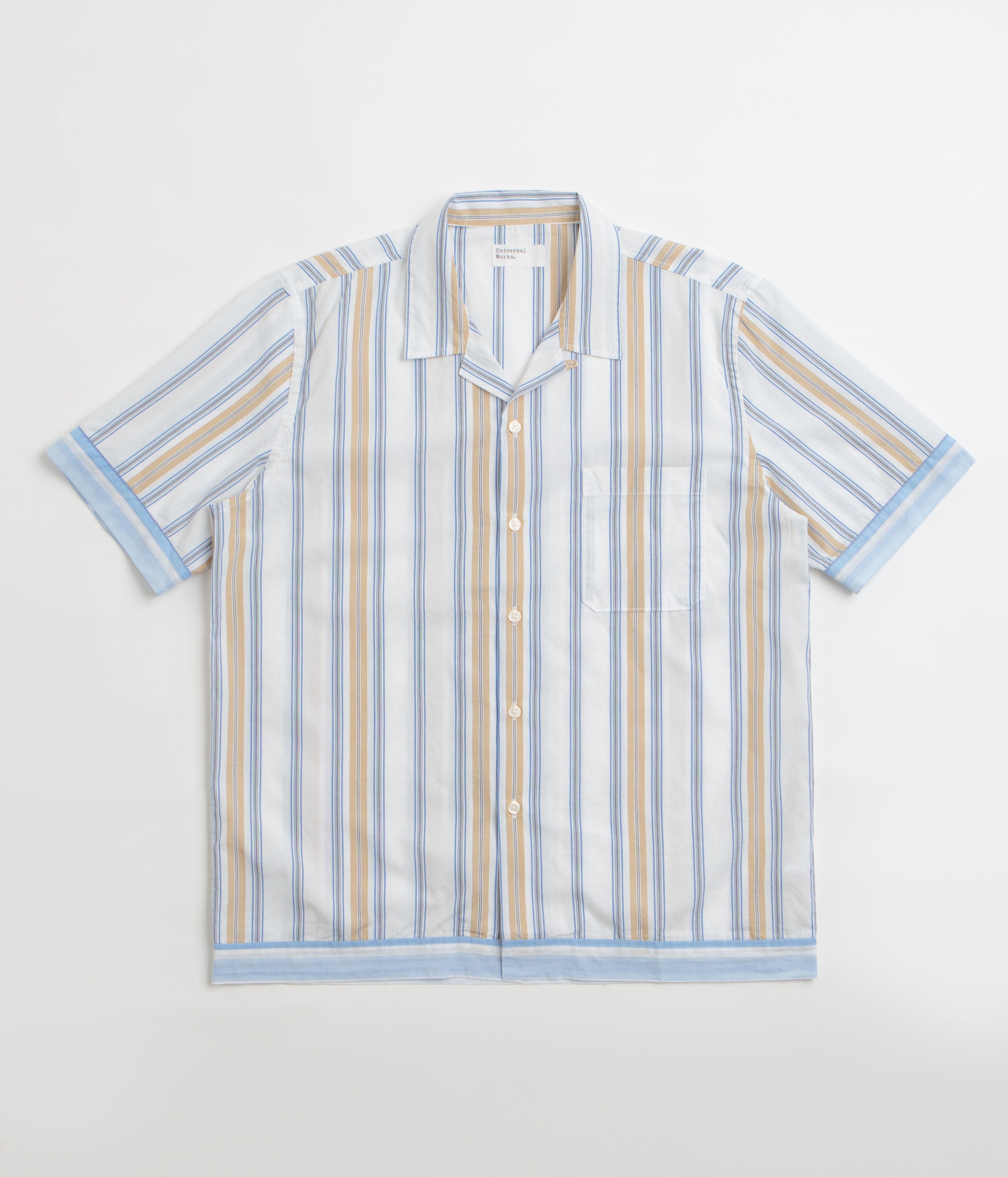 Universal Works Dean Road Shirt in Blue and Sand