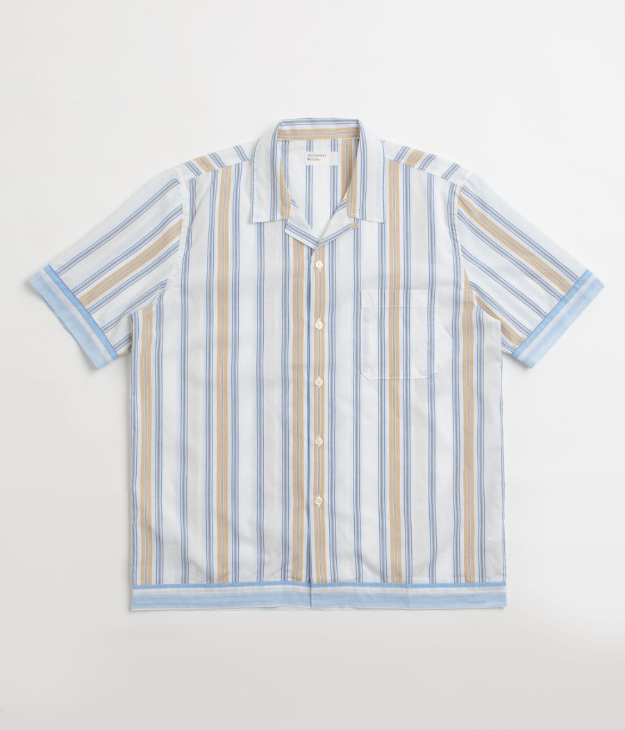 Universal Works Dean Road Shirt in Blue and Sand