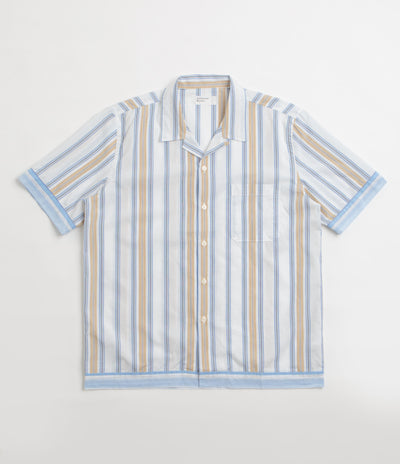Dean Rodd Opp Universal Works Dean Road Short Sleeve Shirt - Blue / Sand | flatspot