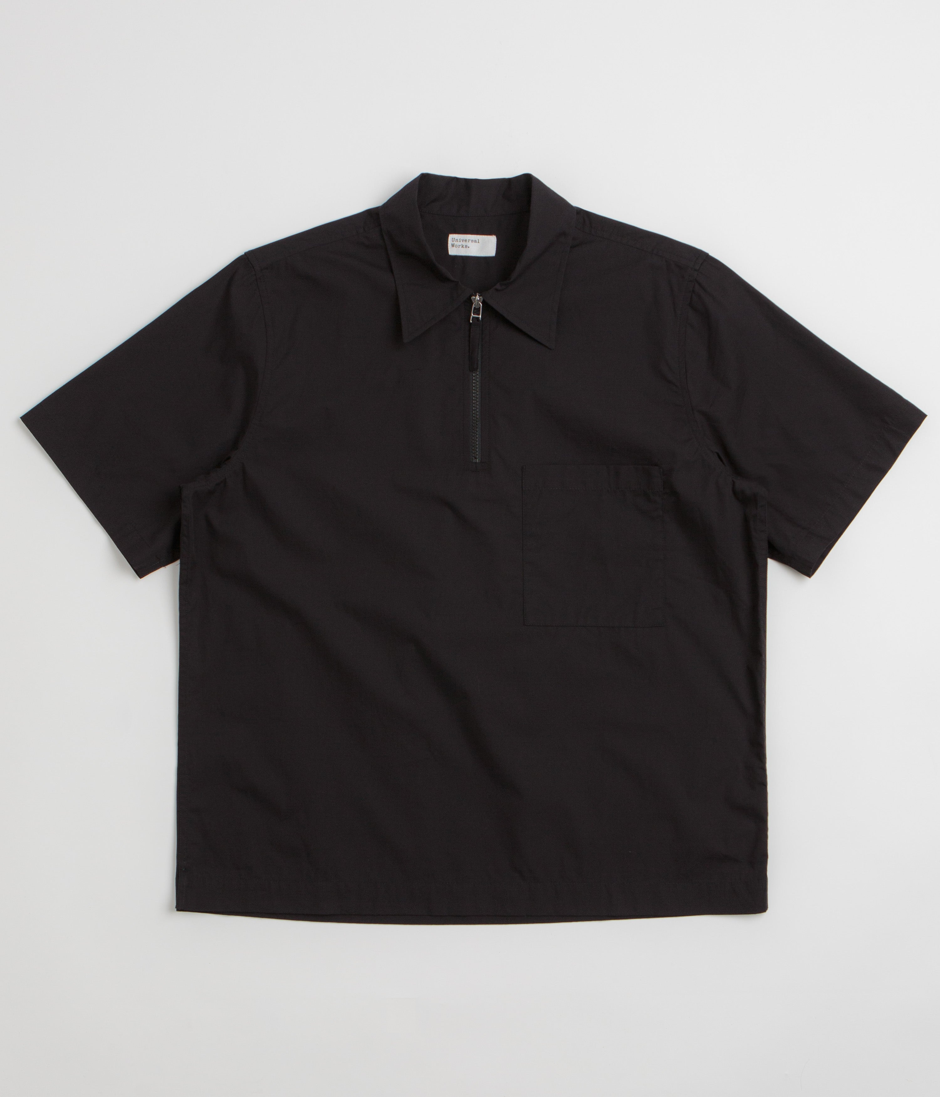 Universal Works Ewan Short Sleeve Shirt in Black