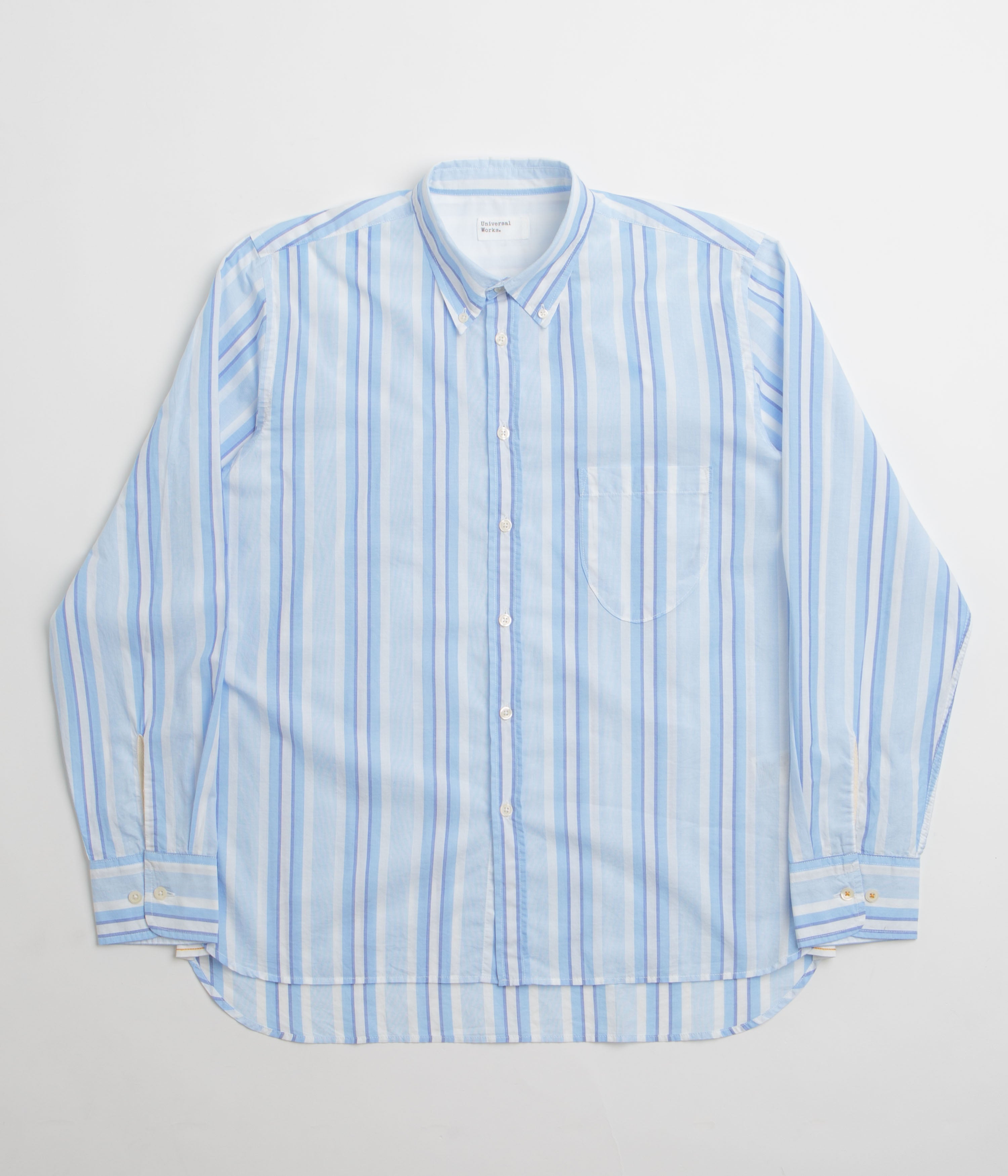 Universal Works Lazy Day Shirt in White and Blue