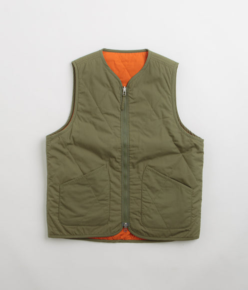 Universal Works Reversible Military Liner Gilet - Olive / Orange