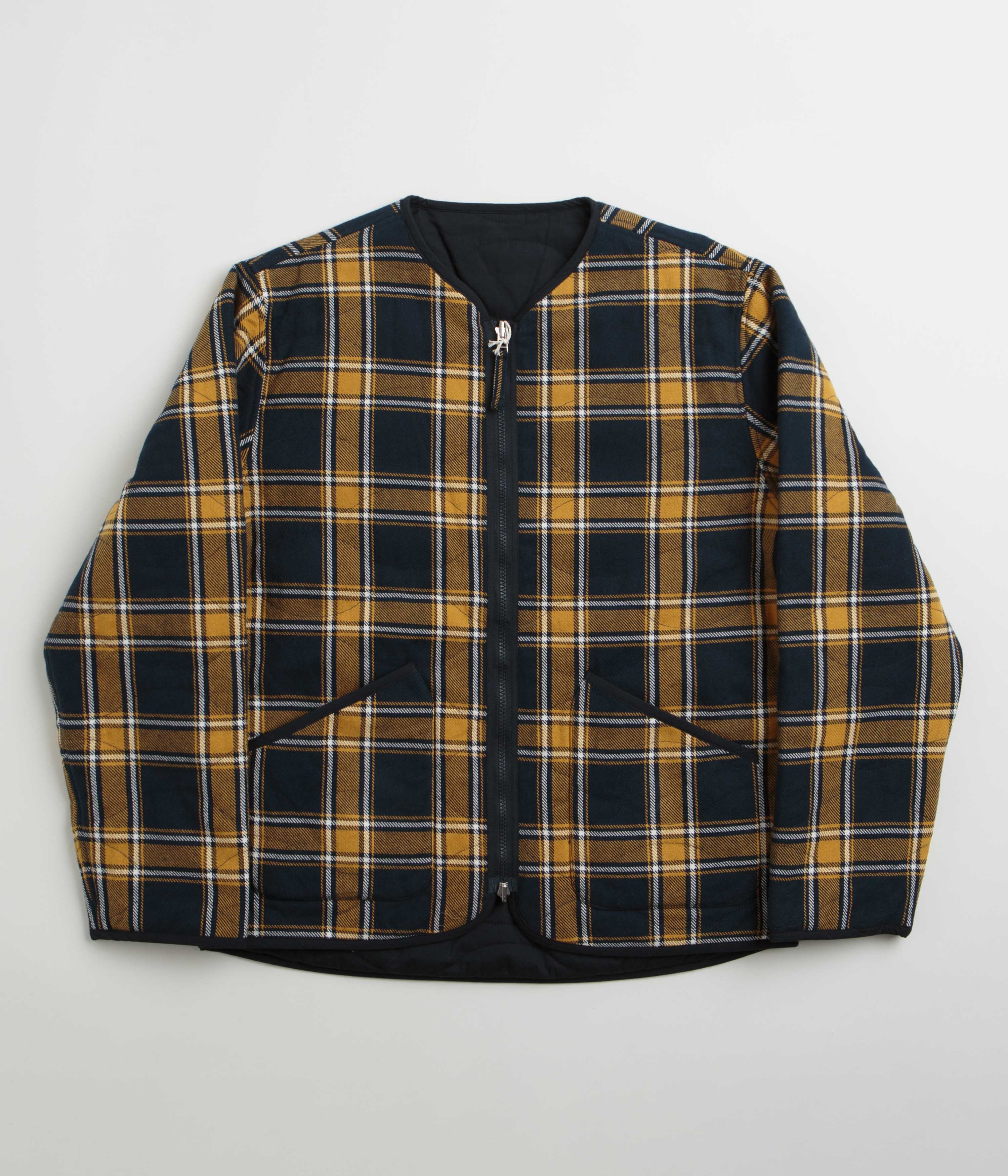 Universal Works Reversible Military Liner Jacket in Yellow and Navy