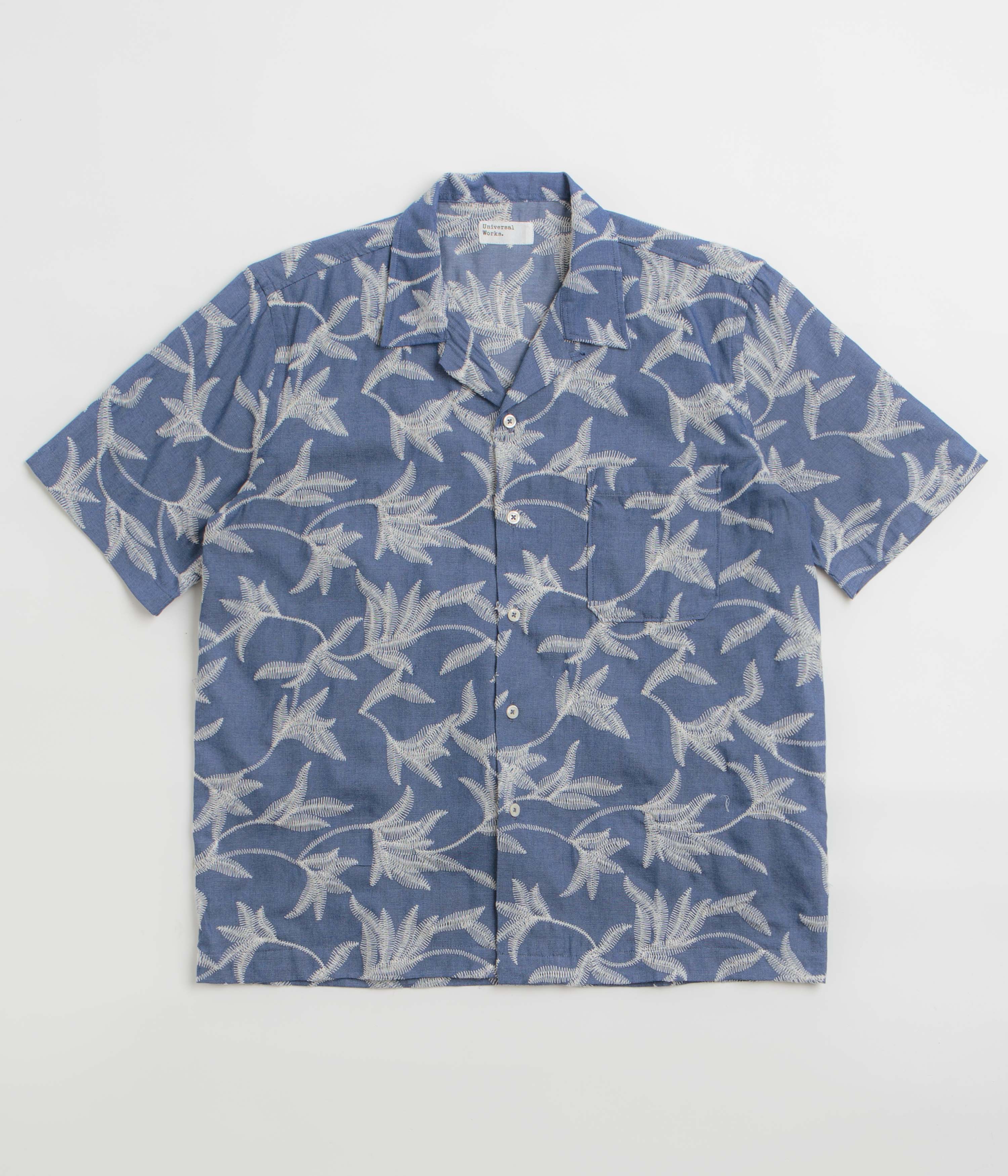 Universal Works Road Shirt in Indigo and Summer Jungle