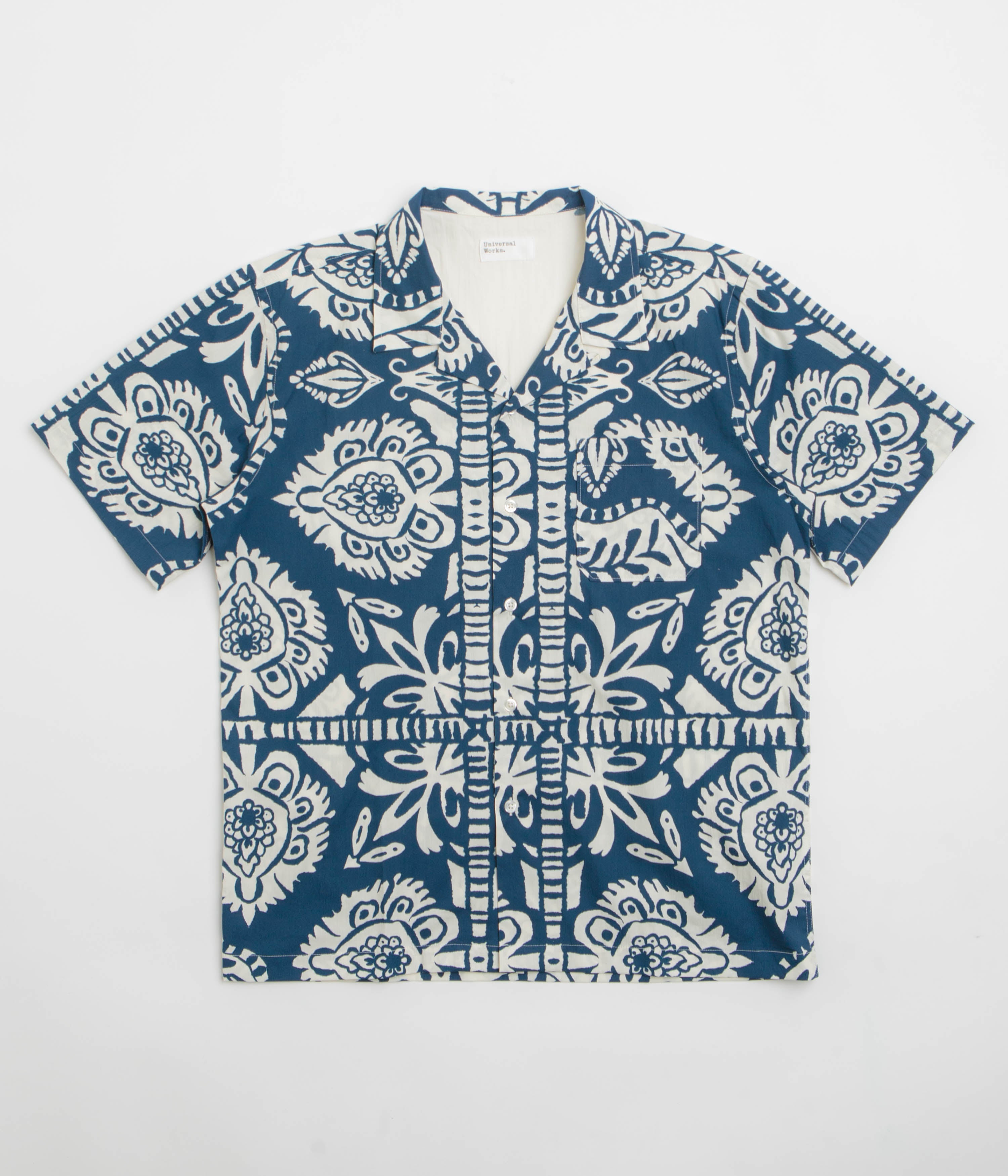 Universal Works Road Shirt in Navy and Island Print