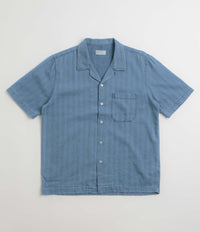 Universal Works Road Shirt in Washed Indigo and Herringbone