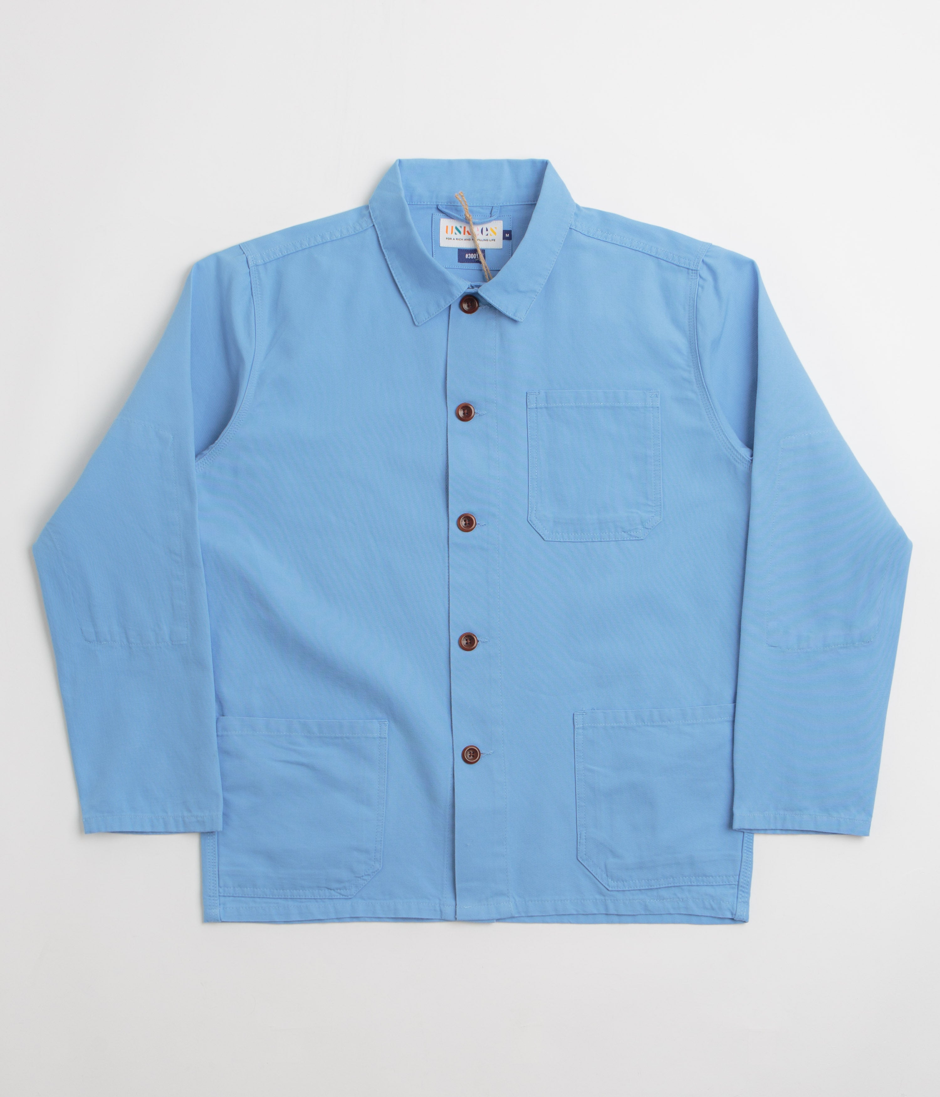 Uskees 3001 Buttoned Overshirt in Powder Blue