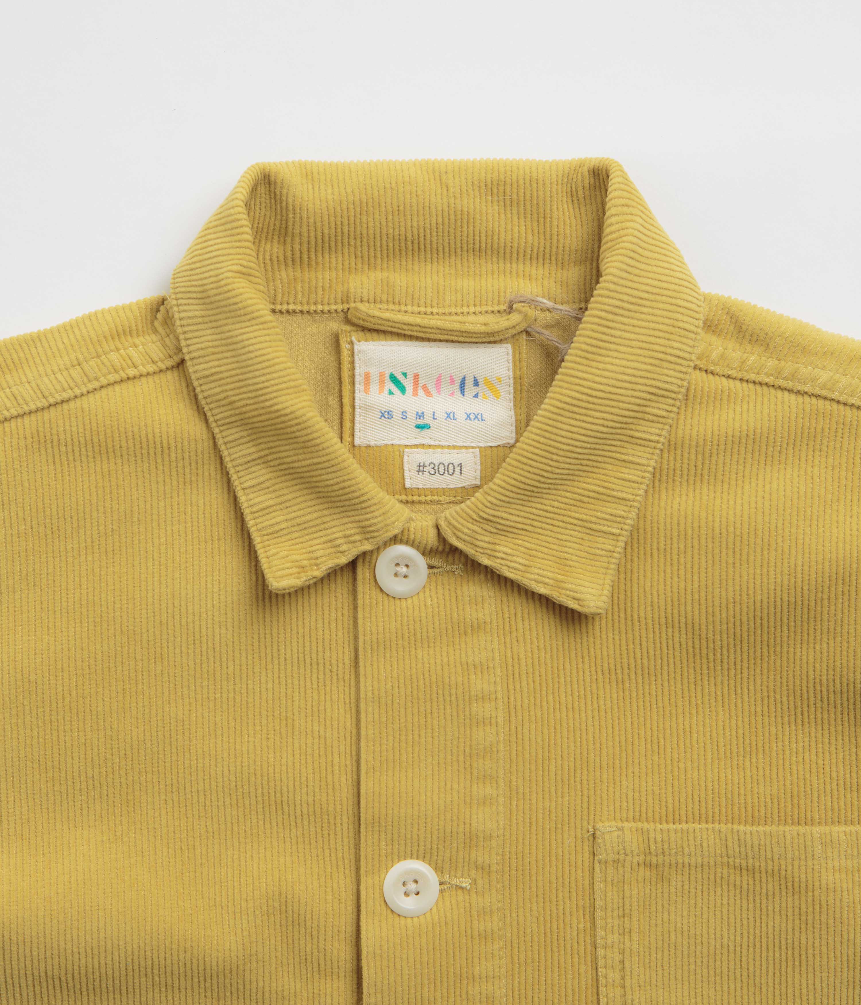 Uskees 3001 Cord Buttoned Overshirt - Citronella | flatspot