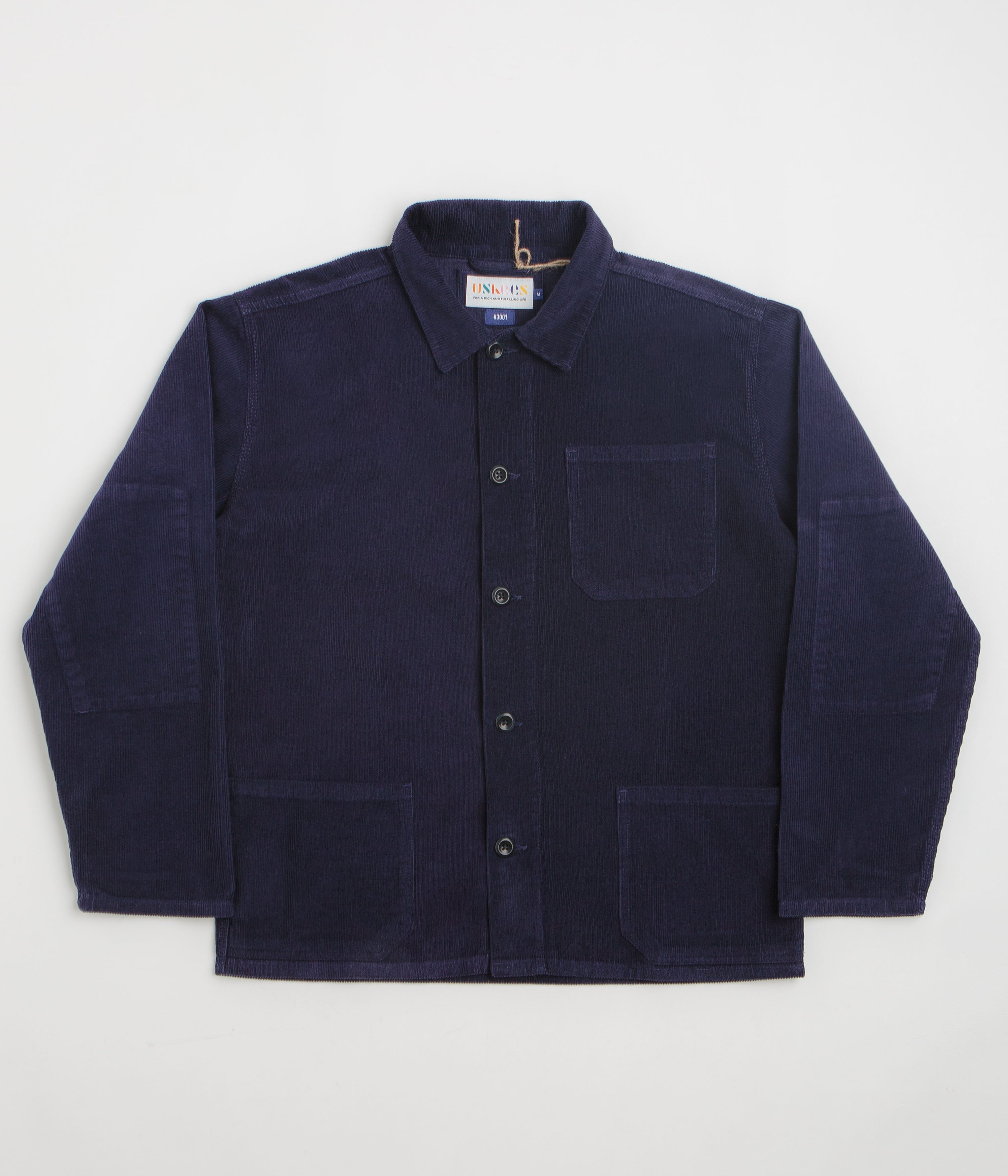 Uskees 3001 Cord Buttoned Overshirt in Deep Indigo