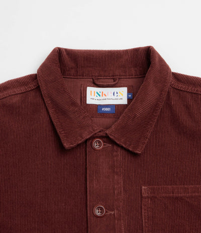 Uskees 3001 Cord Buttoned Overshirt - Deep Wine Berry