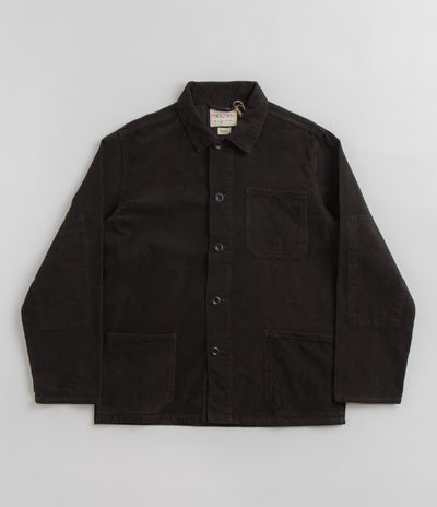 Uskees 3001 Cord Buttoned Overshirt in Faded Black
