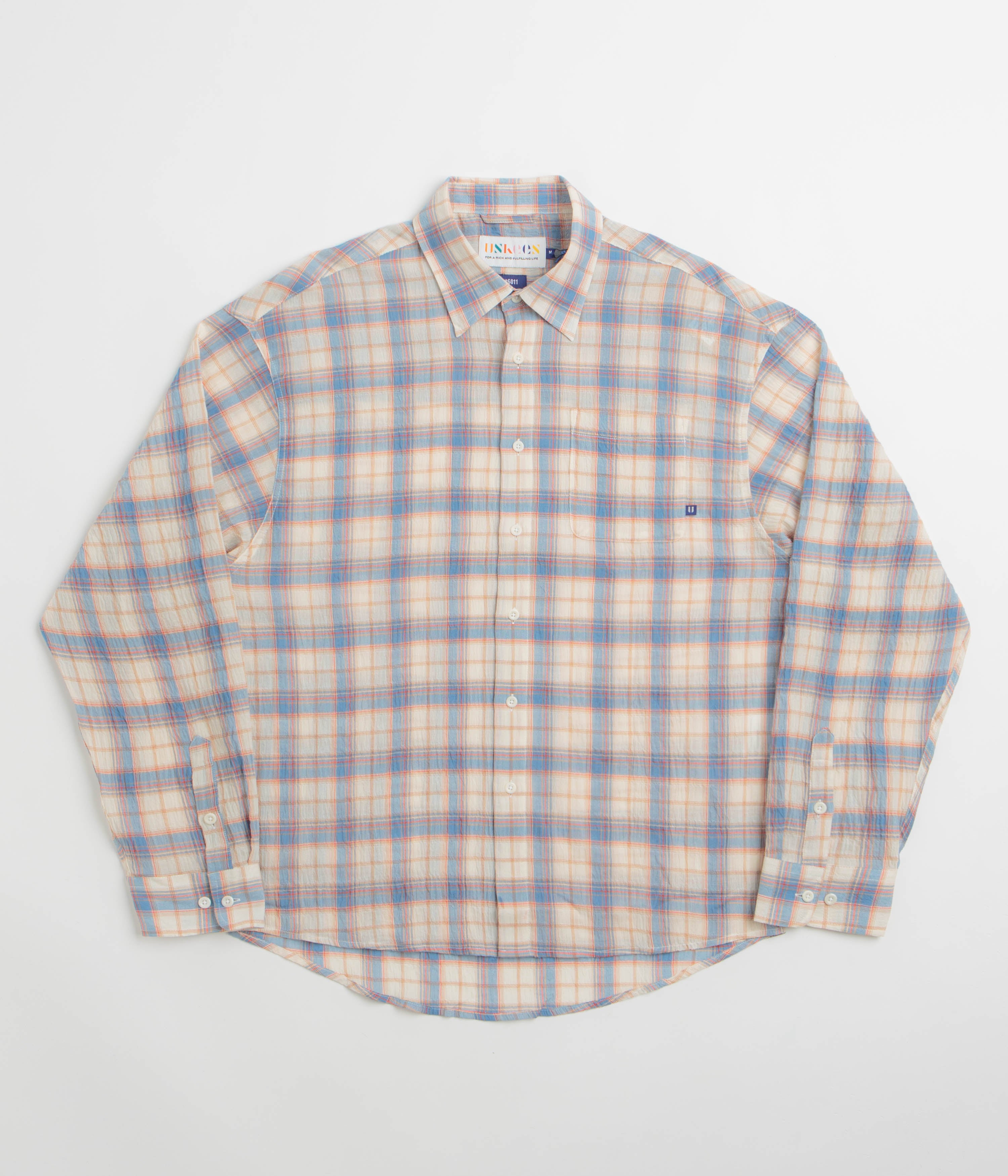 Uskees 6011 Timber Leah Seersucker Shirt - Blue Pebble Plaid