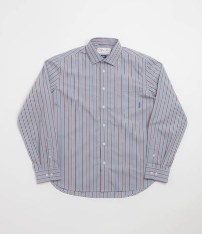 Uskees 6013 Oxford Shirt - Sky / Claret Terrace Pinstripe