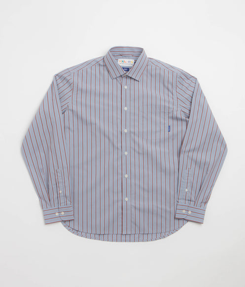 Uskees 6013 Oxford Shirt - Sky / Claret Terrace Pinstripe