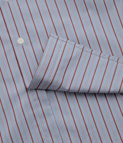 Uskees 6013 Oxford Shirt - Sky / Claret Terrace Pinstripe