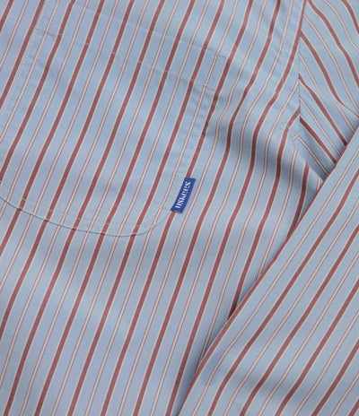 Uskees 6013 Oxford Shirt - Sky / Claret Terrace Pinstripe