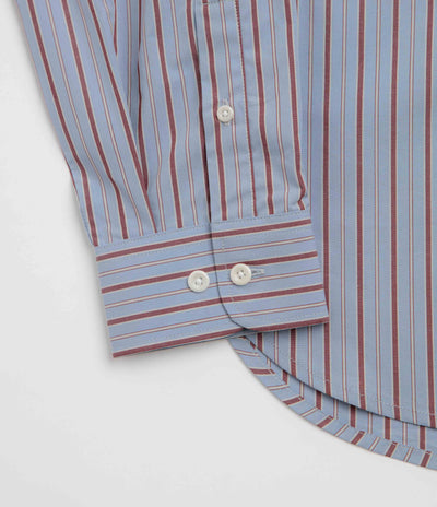 Uskees 6013 Oxford Shirt - Sky / Claret Terrace Pinstripe