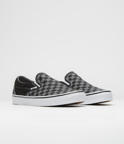 Vans Classic Slip-On Shoes in Black and Pewter Checkerboard