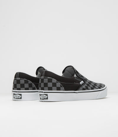 Vans Classic Slip-On Shoes in Black and Pewter Checkerboard