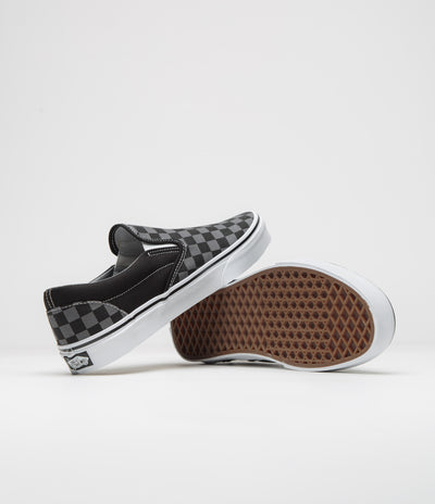 Vans Classic Slip-On Shoes in Black and Pewter Checkerboard