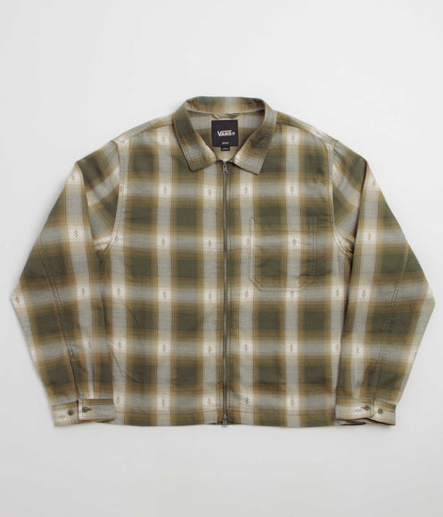 Vans Larkspur Zip Plaid Flannel Shirt - Mossy Olive