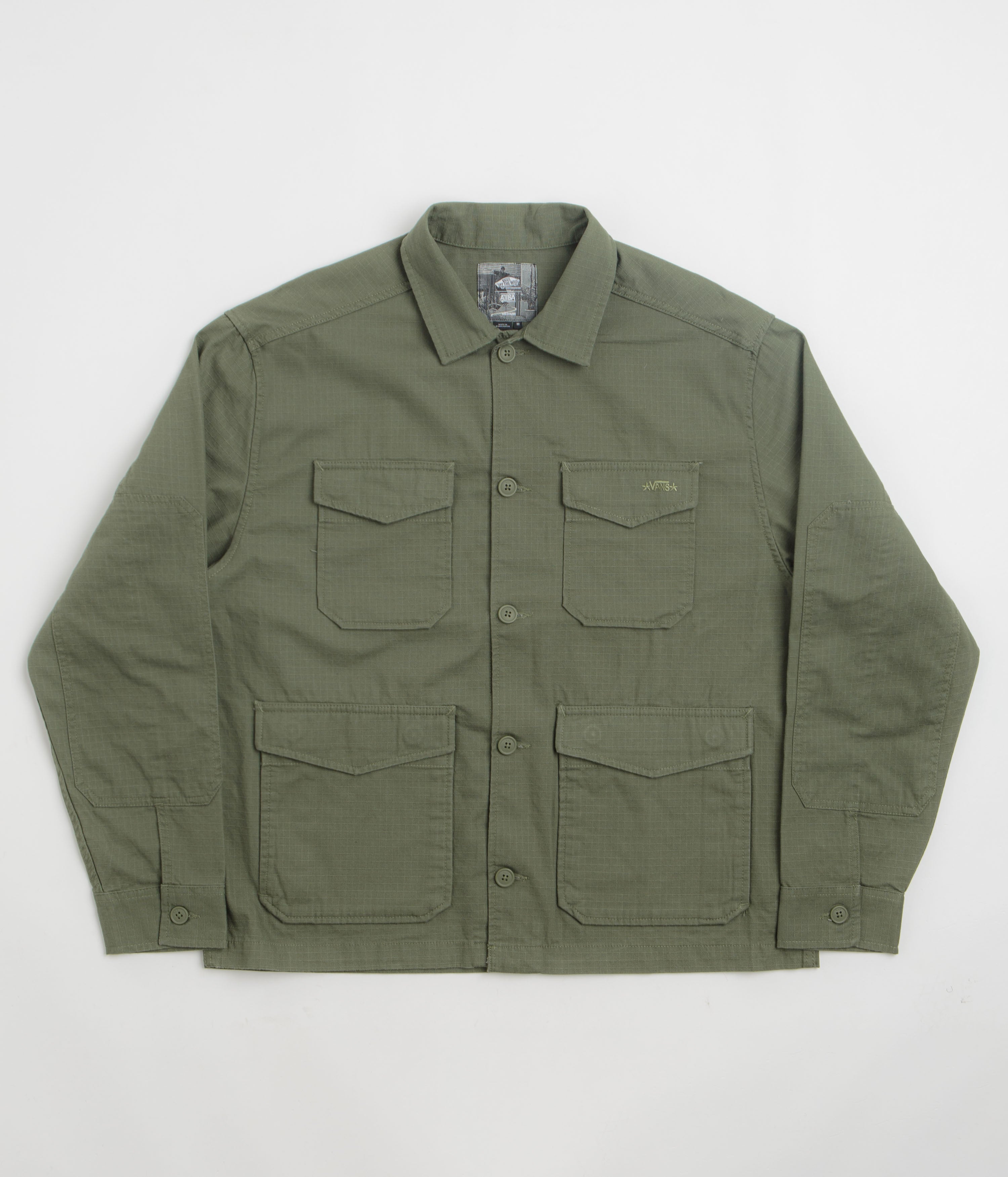 Vans Skate Atiba Haze Military Overshirt in Pine Forest
