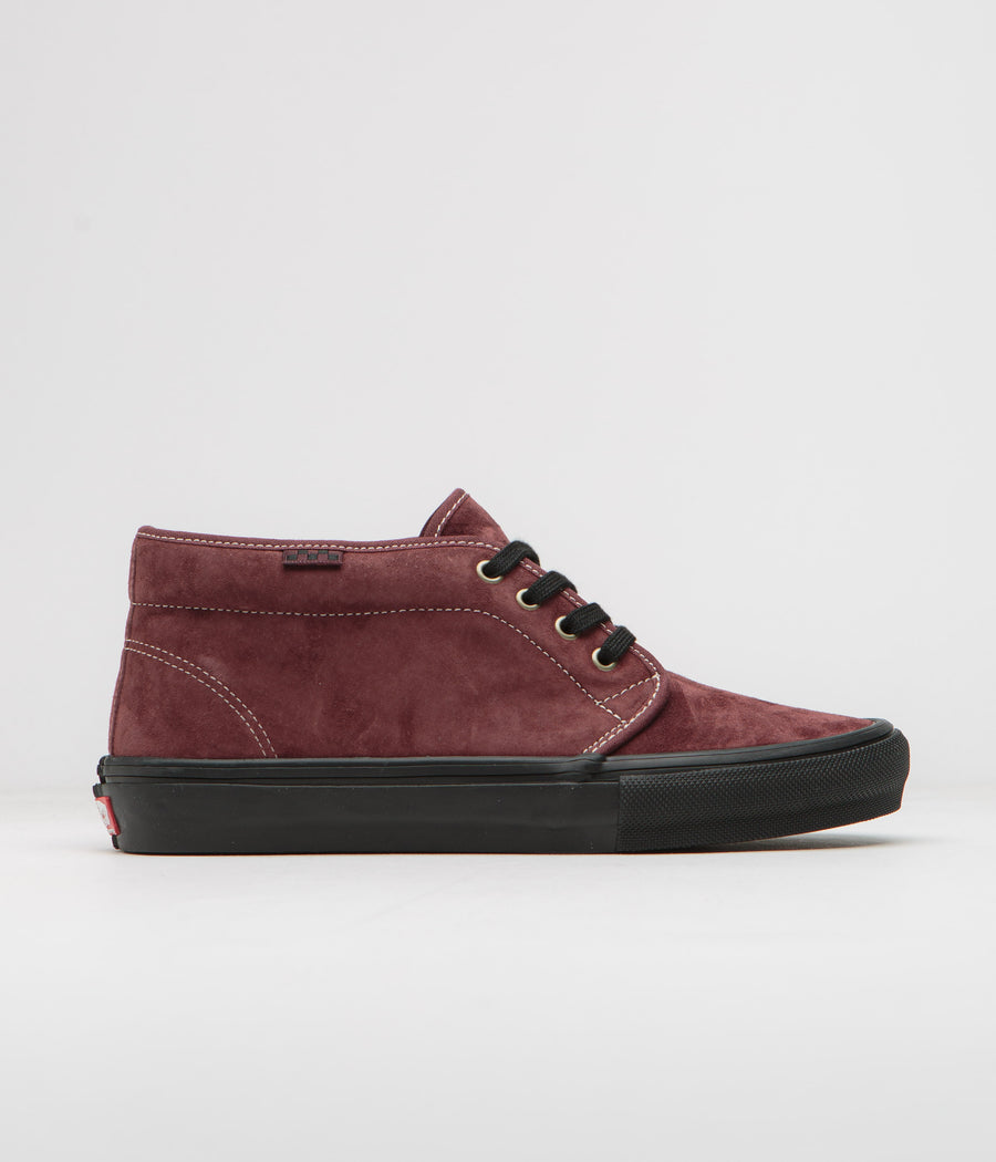 Vans Skate Chukka Shoes in Dark Red and Black
