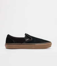Vans Skate Slip-On Shoes in Black and Gum / White
