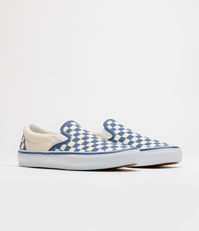 Vans Skate Slip-On Shoes - (Checkerboard) Blue / White
