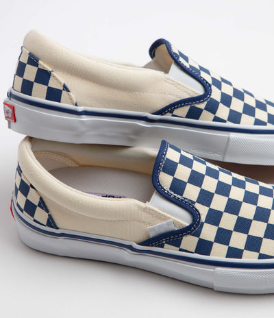 Vans Skate Slip-On Shoes - (Checkerboard) Blue / White
