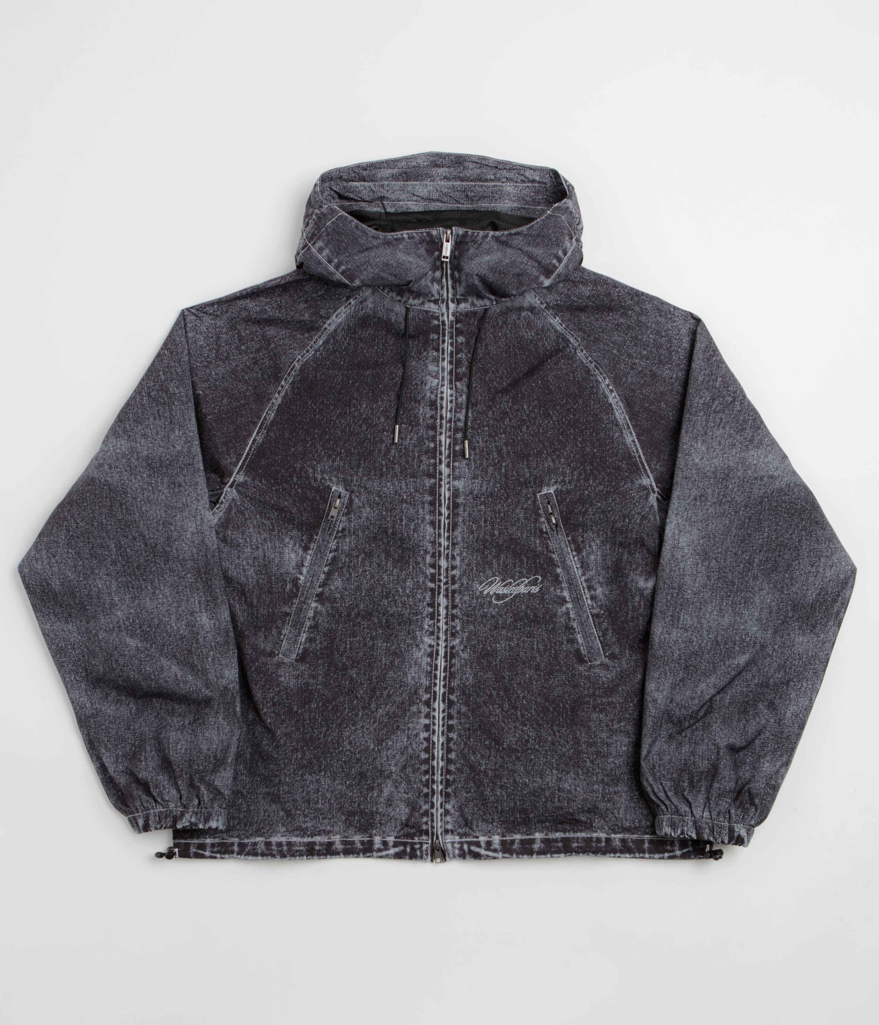 Wasted Paris Script Trompe L'Oeil Windbreaker Jacket - Faded Black