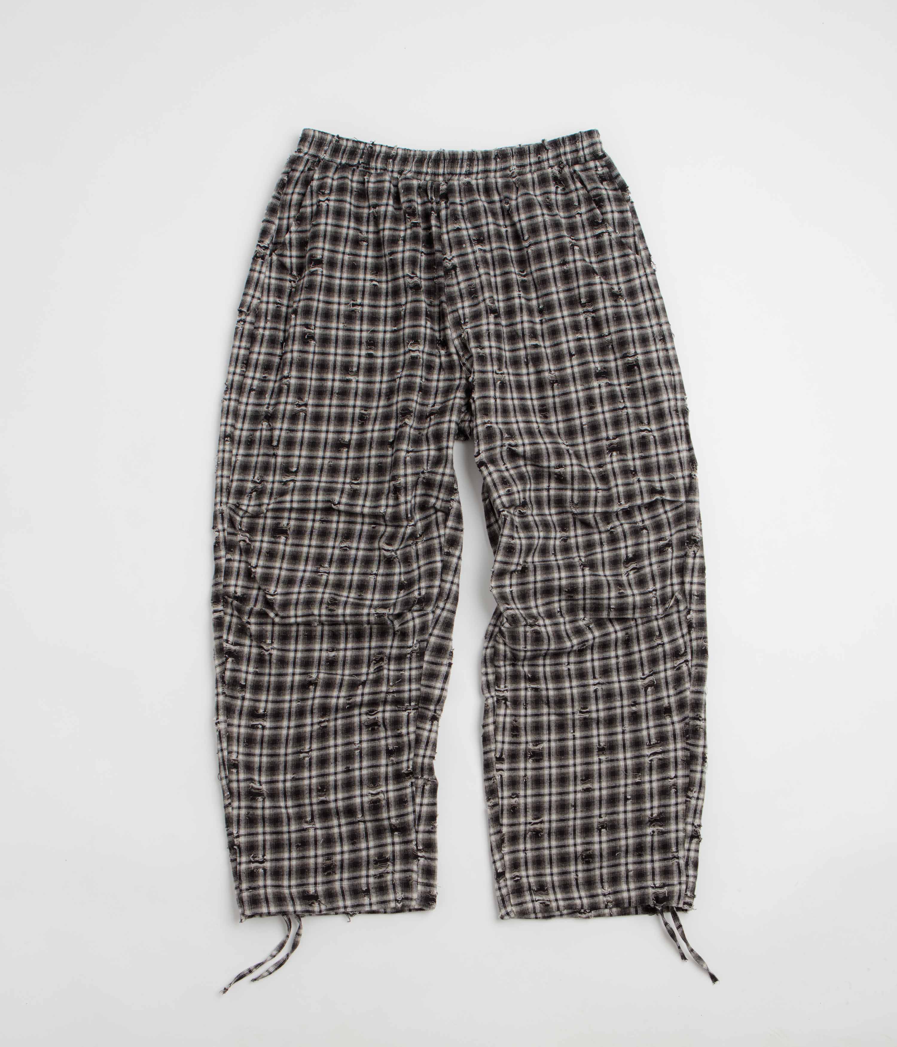 Wasted Paris Tartan Distressed Overpants - Black / White Tartan