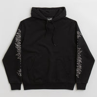Welcome Barb Sleeve Embroidered Pigment-Dyed Hoodie in Black thumbnail
