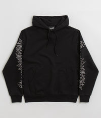 Welcome Barb Sleeve Embroidered Pigment-Dyed Hoodie in Black