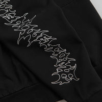 Welcome Barb Sleeve Embroidered Pigment-Dyed Hoodie in Black thumbnail