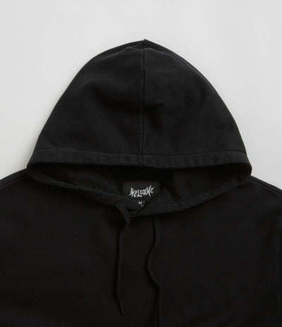 Welcome Barb Sleeve Embroidered Pigment-Dyed Hoodie in Black
