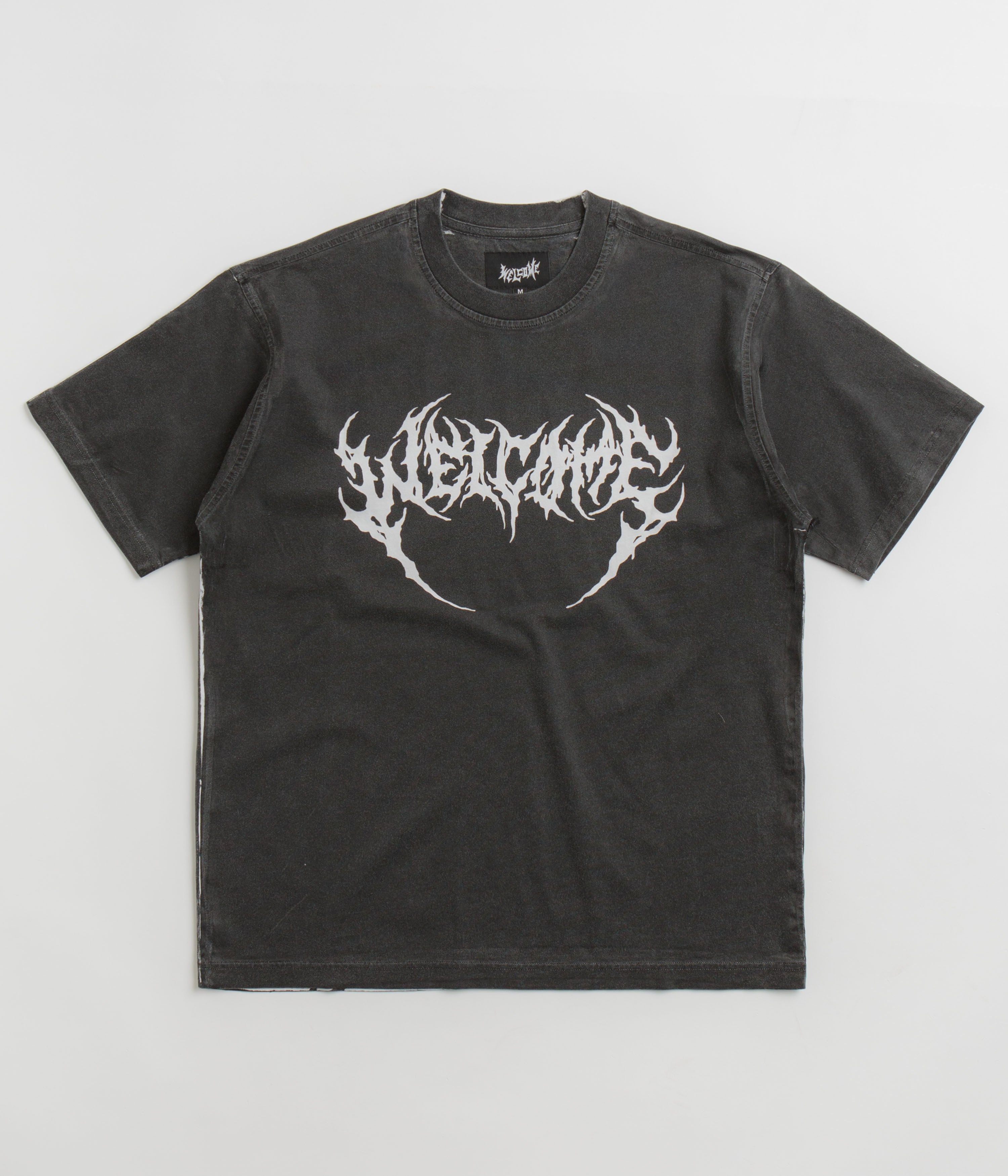 ✰over print✰【新品同様】✰patch shirts black welcome-mask-overprint-knit-t-