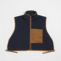 Workware Life Fleece Vest in Navy and Brown thumbnail