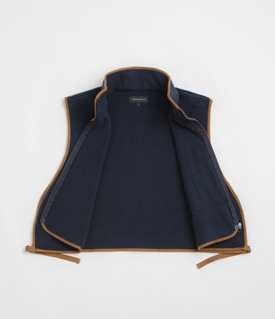 Workware Life Fleece Vest in Navy and Brown