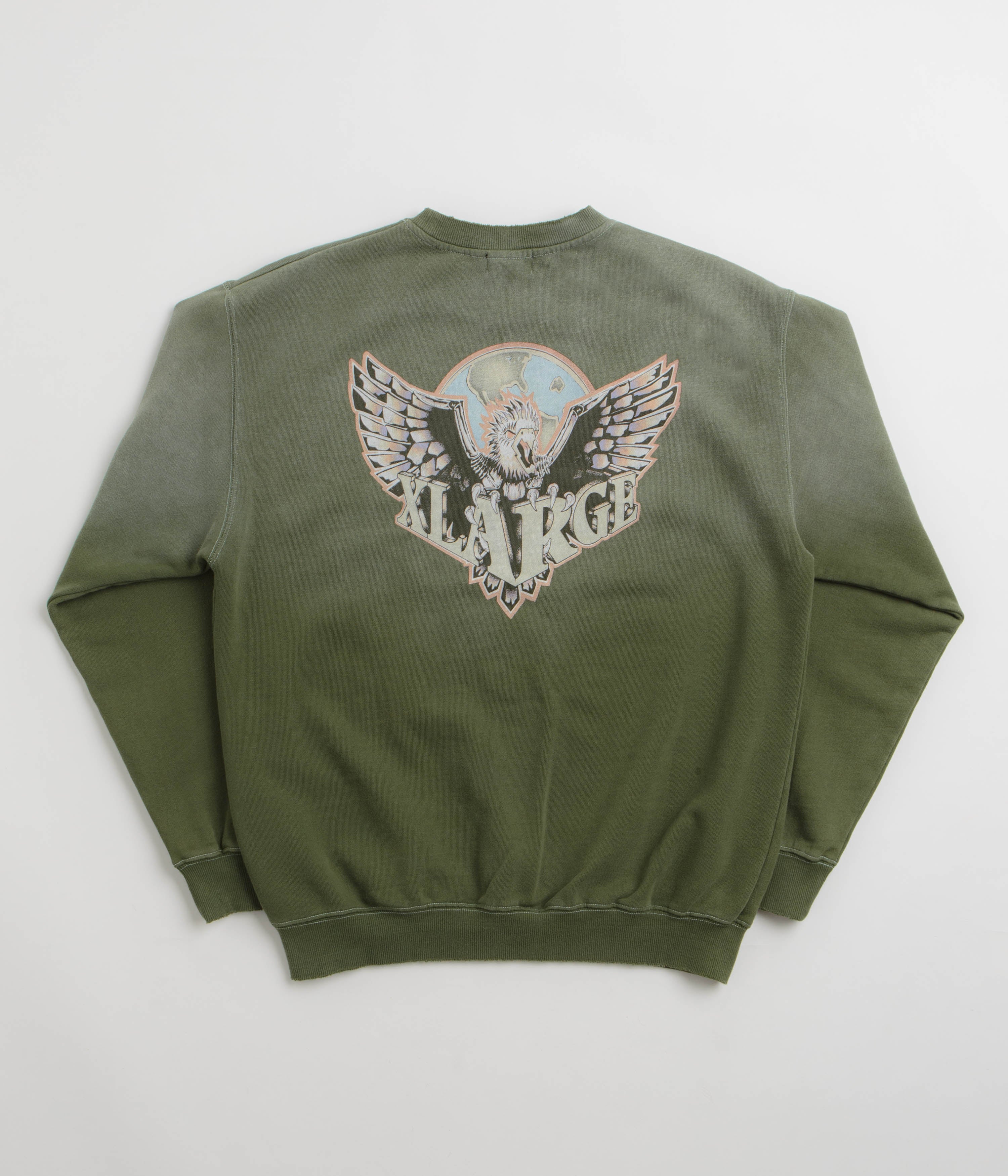 XLarge Eagle Wings To The World Crewneck Sweatshirt in Olive